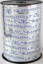 Bolduc Joyeuses Fêtes 10mm x 225m Argent