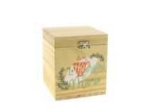 Coffret Bois \ Le Thé de Mamie\  11x11 H11 Naturel