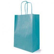 Sac Kraft Blanc 35x14 H44 Turquoise ( x 50 )