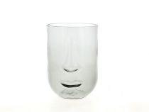 Vase Verre Visage D14,5 H20 Gris