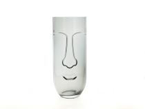 Vase Verre Visage D14,5 H28 Gris